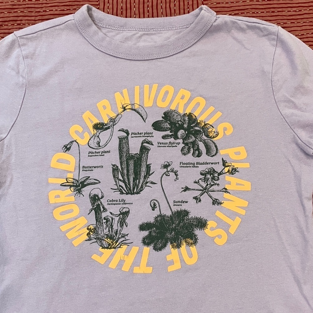 Gap organic Carnivorous Plants lavender / orange botanical t-shirt